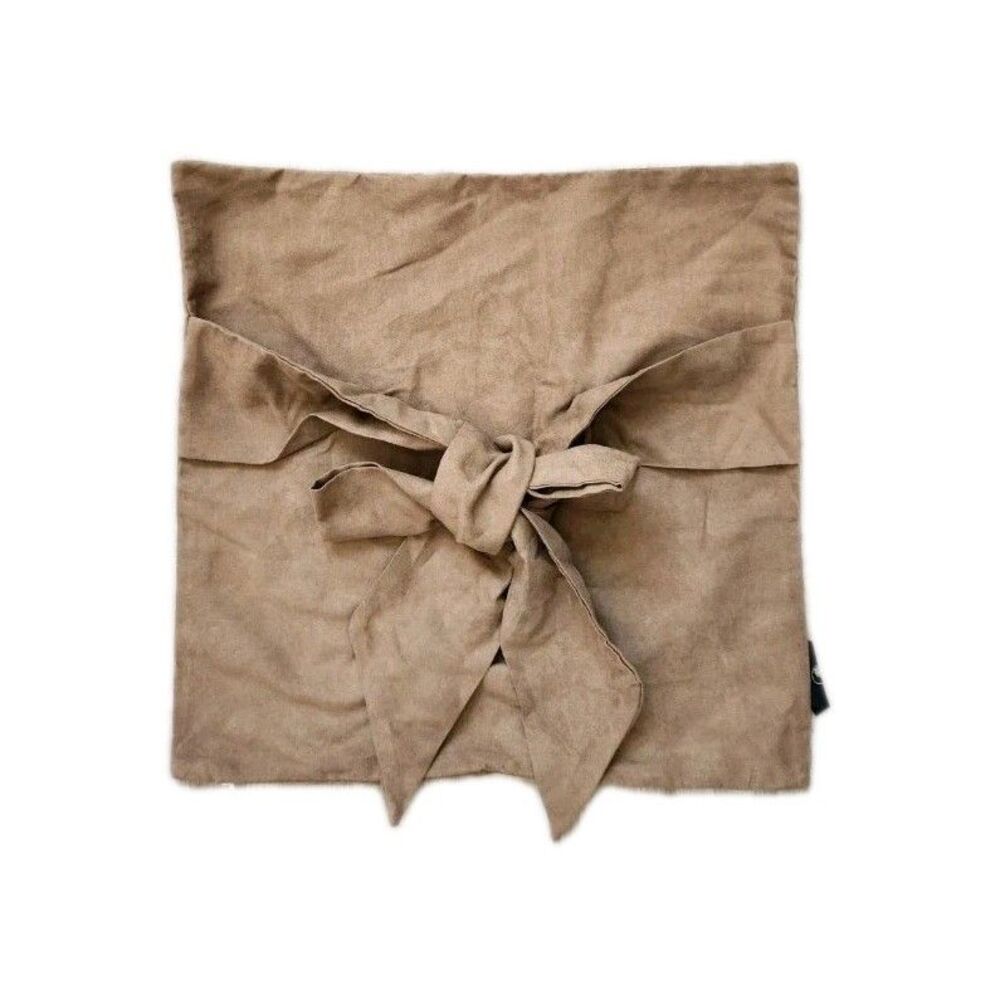 Phantoscope Faux Suede Throw Pillow Cover Brown Envelope Tie Bow Accent 17x17